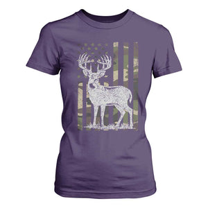 Deer Hunting American Camouflage Flag T Shirt For Women TS10 Purple Print Your Wear