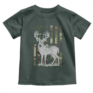 Deer Hunting American Camouflage Flag Toddler T Shirt TS10 Dark Forest Green Print Your Wear