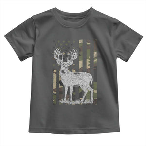 Deer Hunting American Camouflage Flag Toddler T Shirt TS10 Dark Heather Print Your Wear