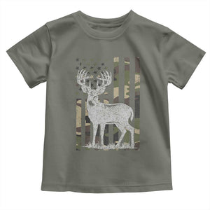 Deer Hunting American Camouflage Flag Toddler T Shirt TS10 Military Green Print Your Wear