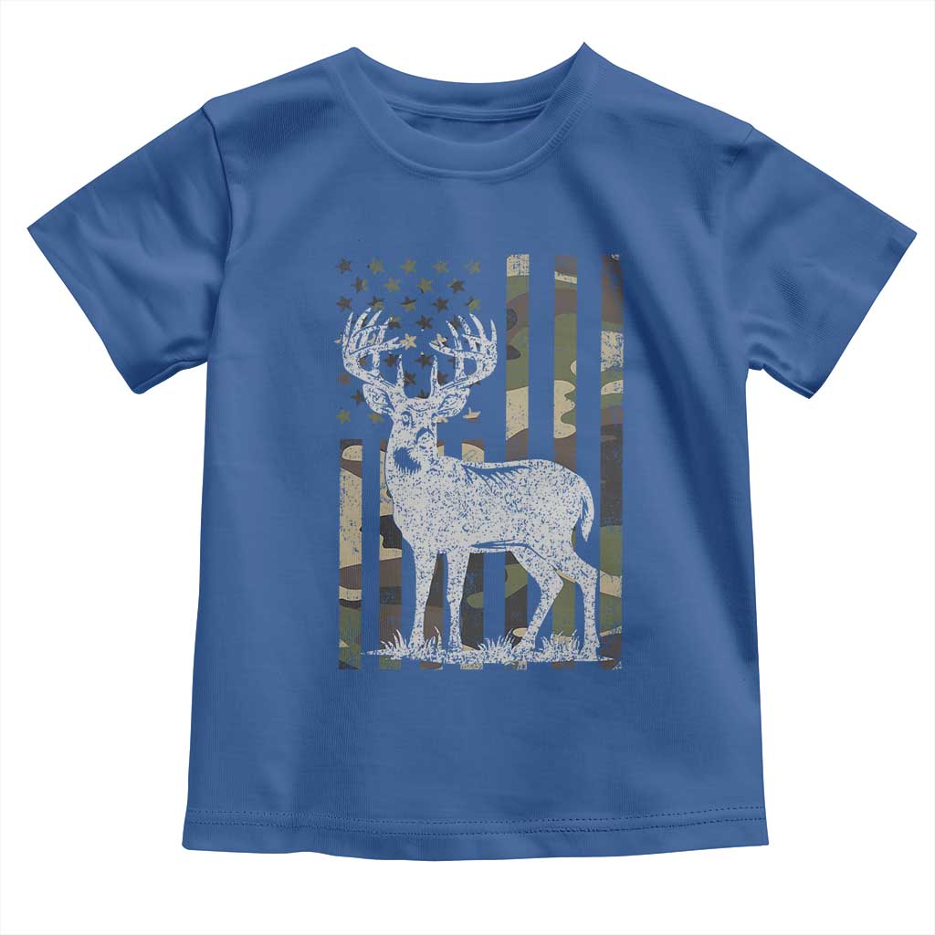 Deer Hunting American Camouflage Flag Toddler T Shirt TS10 Royal Blue Print Your Wear