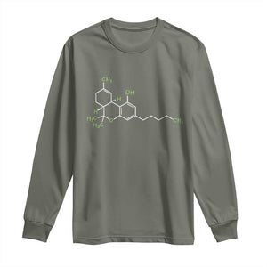 Marijuana Long Sleeve Shirt Cannabis Weed Pot Molecule THC Stoner Gift TS10 Military Green Print Your Wear