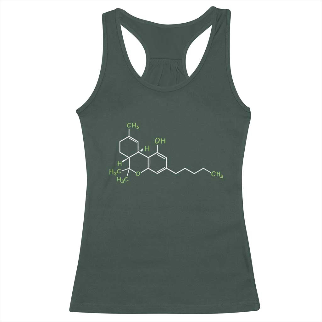 Marijuana Racerback Tank Top Cannabis Weed Pot Molecule THC Stoner Gift TS10 Dark Forest Green Print Your Wear
