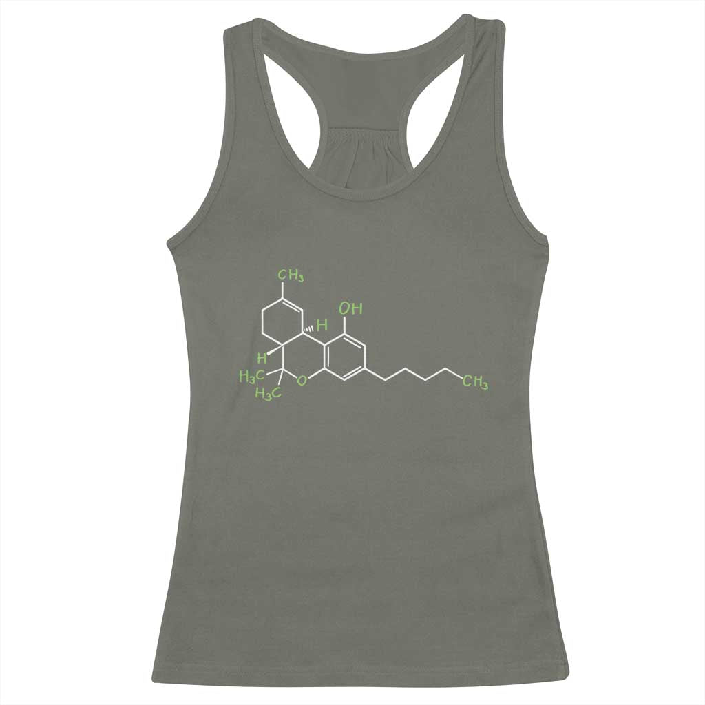 Marijuana Racerback Tank Top Cannabis Weed Pot Molecule THC Stoner Gift TS10 Military Green Print Your Wear
