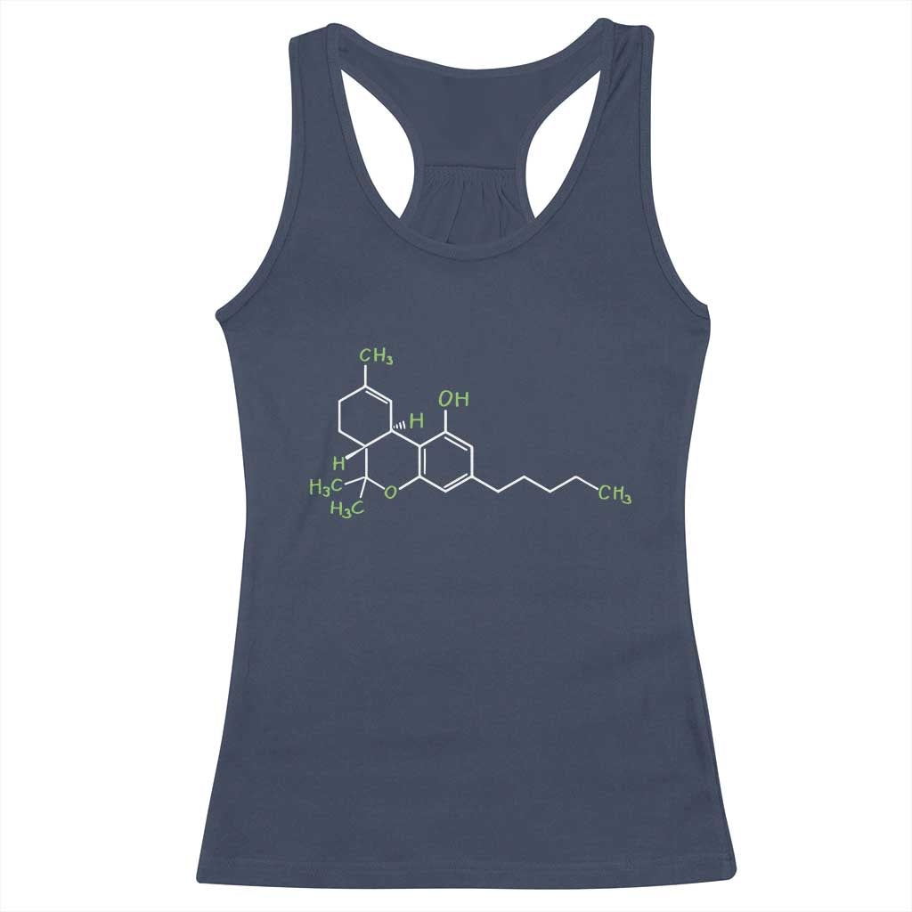 Marijuana Racerback Tank Top Cannabis Weed Pot Molecule THC Stoner Gift TS10 Navy Print Your Wear