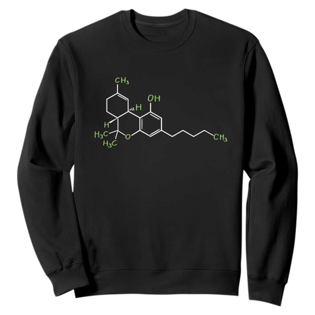 Marijuana Sweatshirt Cannabis Weed Pot Molecule THC Stoner Gift TS10 Black Print Your Wear