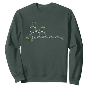 Marijuana Sweatshirt Cannabis Weed Pot Molecule THC Stoner Gift TS10 Dark Forest Green Print Your Wear