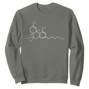 Marijuana Sweatshirt Cannabis Weed Pot Molecule THC Stoner Gift TS10 Military Green Print Your Wear