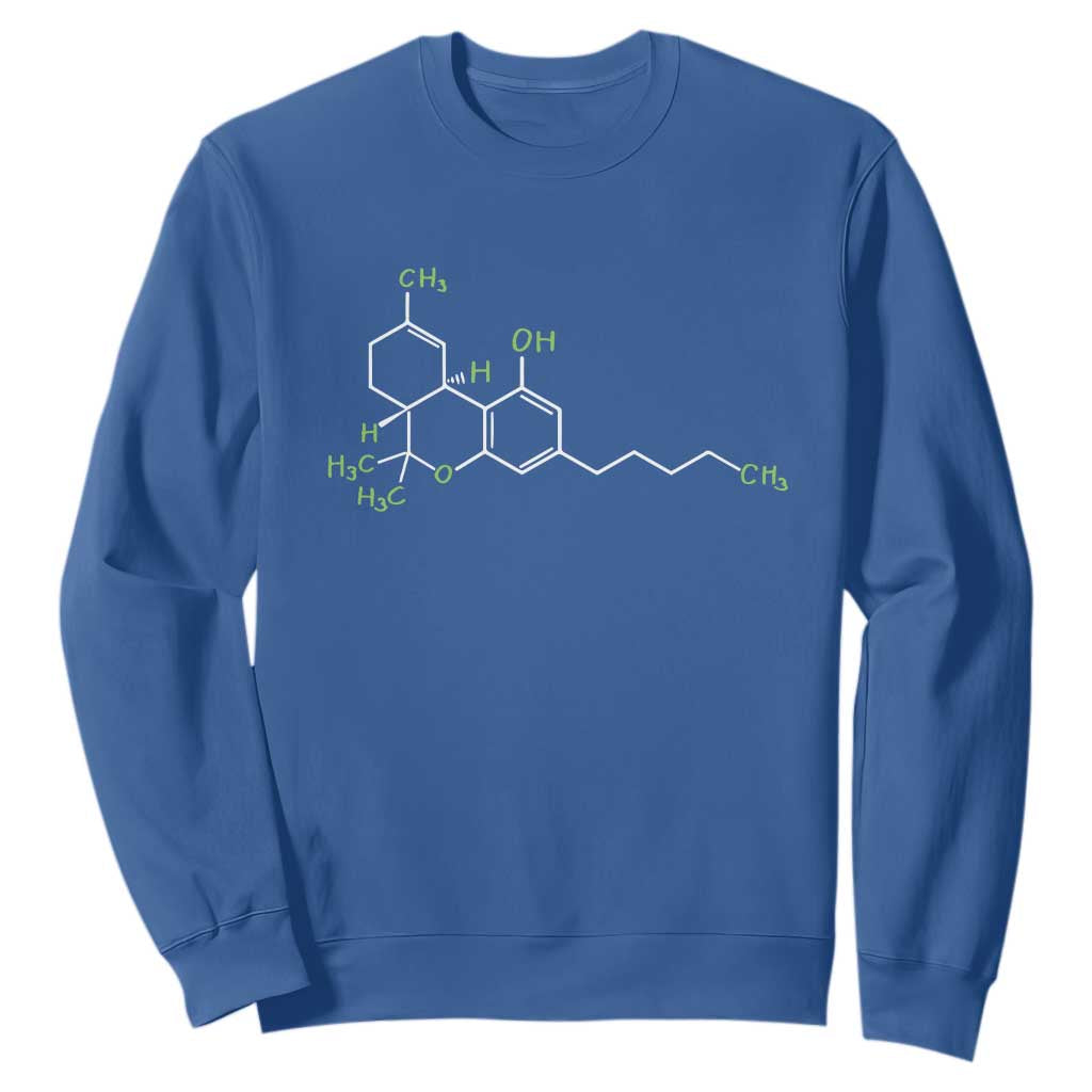 Marijuana Sweatshirt Cannabis Weed Pot Molecule THC Stoner Gift TS10 Royal Blue Print Your Wear
