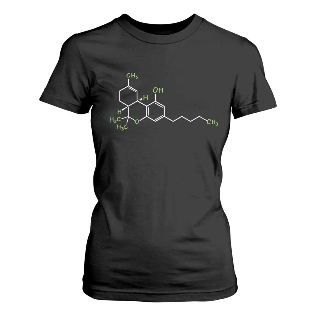 Marijuana T Shirt For Women Cannabis Weed Pot Molecule THC Stoner Gift TS10 Black Print Your Wear
