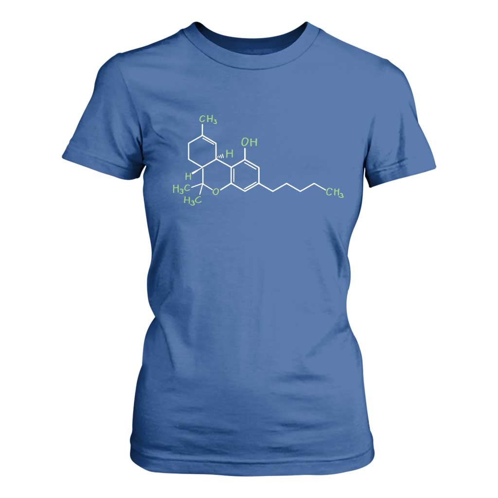 Marijuana T Shirt For Women Cannabis Weed Pot Molecule THC Stoner Gift TS10 Royal Blue Print Your Wear