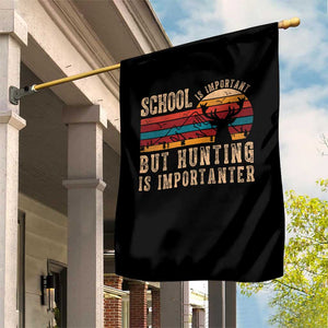 School Is Important But Hunting Is Importanter Garden Flag Retro Deer Hunting Boy TS10 Print Your Wear