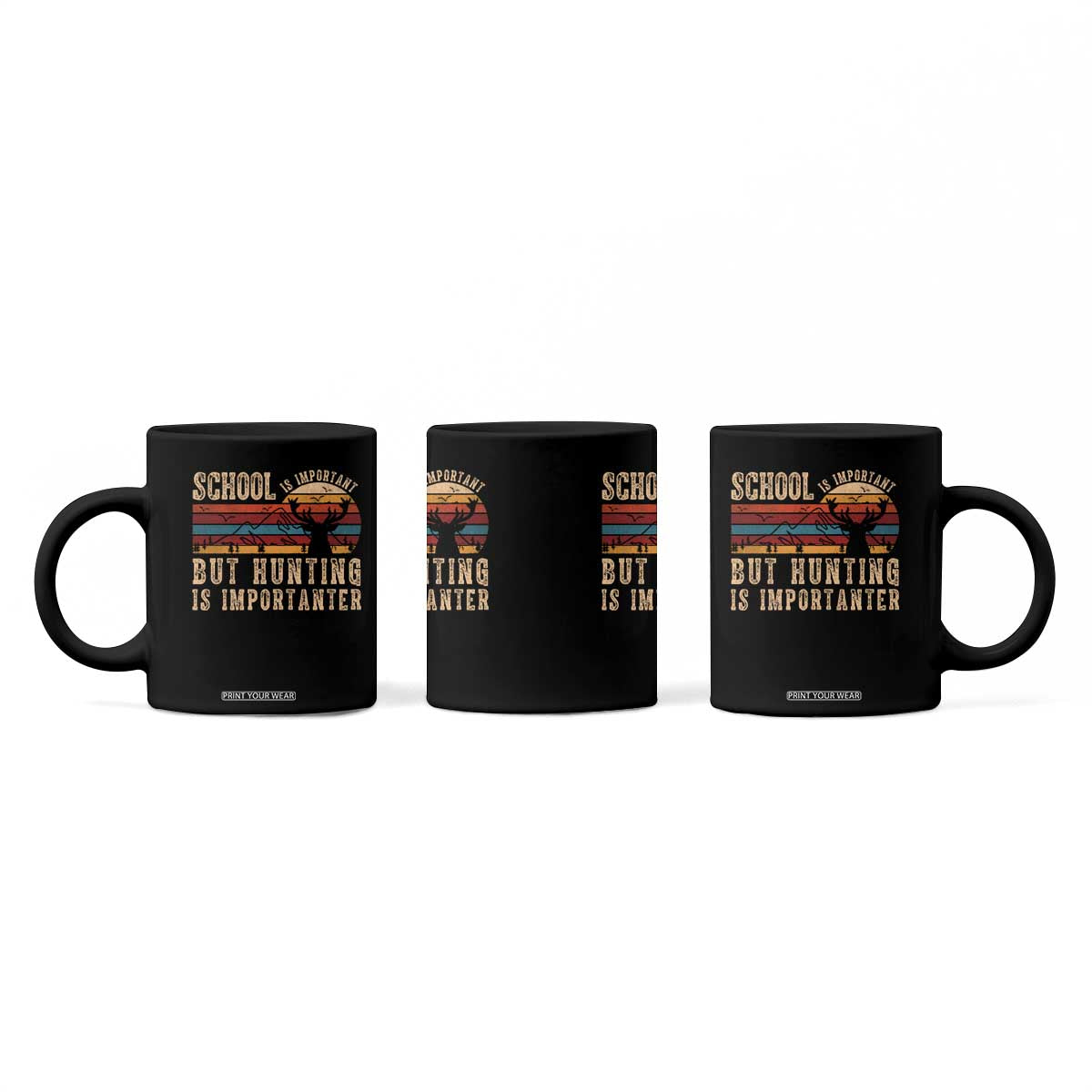 School Is Important But Hunting Is Importanter Coffee Mug Retro Deer Hunting Boy TS10 Print Your Wear