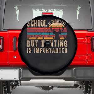 School Is Important But Hunting Is Importanter Spare Tire Cover Retro Deer Hunting Boy TS10 Black Print Your Wear