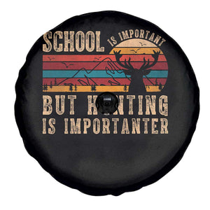 School Is Important But Hunting Is Importanter Spare Tire Cover Retro Deer Hunting Boy TS10 Print Your Wear
