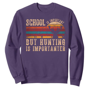 School Is Important But Hunting Is Importanter Sweatshirt Retro Deer Hunting Boy TS10 Purple Print Your Wear