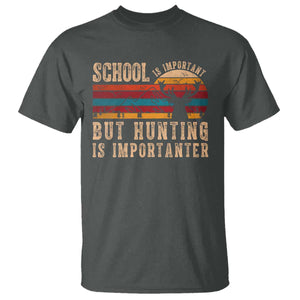 School Is Important But Hunting Is Importanter T Shirt Retro Deer Hunting Boy TS10 Dark Heather Print Your Wear