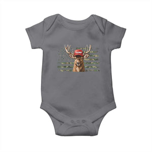 Hunting Trump Baby Onesie Antlers Deer Camouflage USA Flag Trump Support TS10 Charcoal Print Your Wear