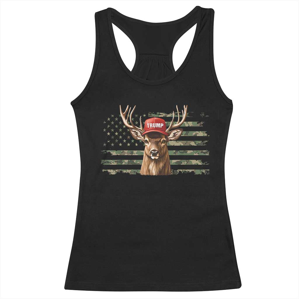 Hunting Trump Racerback Tank Top Antlers Deer Camouflage USA Flag Trump Support TS10 Black Print Your Wear