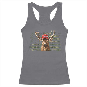 Hunting Trump Racerback Tank Top Antlers Deer Camouflage USA Flag Trump Support TS10 Charcoal Print Your Wear