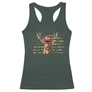 Hunting Trump Racerback Tank Top Antlers Deer Camouflage USA Flag Trump Support TS10 Dark Forest Green Print Your Wear