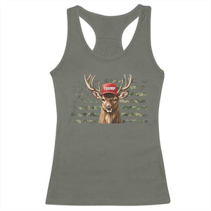 Hunting Trump Racerback Tank Top Antlers Deer Camouflage USA Flag Trump Support TS10 Military Green Print Your Wear