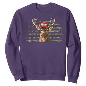 Hunting Trump Sweatshirt Antlers Deer Camouflage USA Flag Trump Support TS10 Purple Print Your Wear