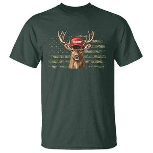 Hunting Trump T Shirt Antlers Deer Camouflage USA Flag Trump Support TS10 Dark Forest Green Print Your Wear