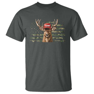 Hunting Trump T Shirt Antlers Deer Camouflage USA Flag Trump Support TS10 Dark Heather Print Your Wear
