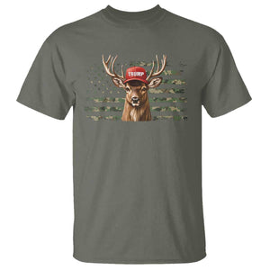 Hunting Trump T Shirt Antlers Deer Camouflage USA Flag Trump Support TS10 Military Green Print Your Wear