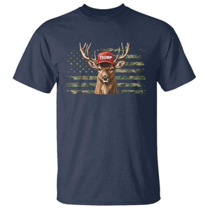 Hunting Trump T Shirt Antlers Deer Camouflage USA Flag Trump Support TS10 Navy Print Your Wear