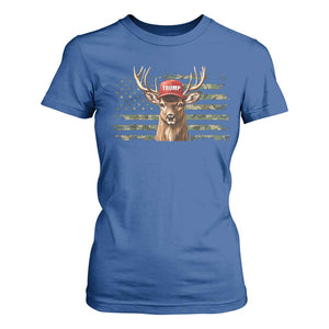 Hunting Trump T Shirt For Women Antlers Deer Camouflage USA Flag Trump Support TS10 Royal Blue Print Your Wear