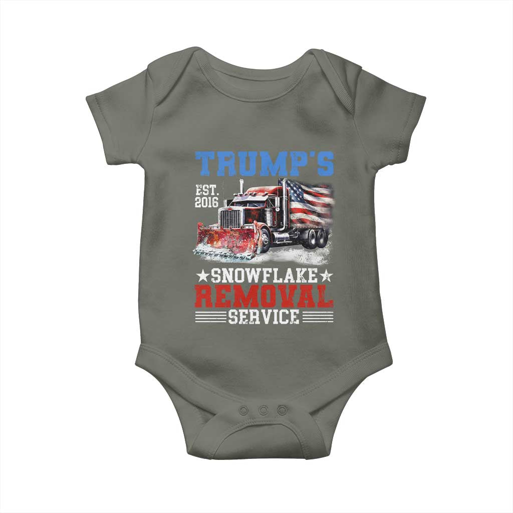 Support Trump Baby Onesie Funny Trump's Snowflake Removal Service 2024 US American Flag TS10 Military Green Print Your Wear
