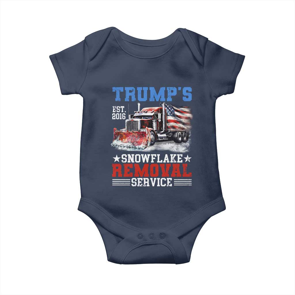 Support Trump Baby Onesie Funny Trump's Snowflake Removal Service 2024 US American Flag TS10 Navy Print Your Wear