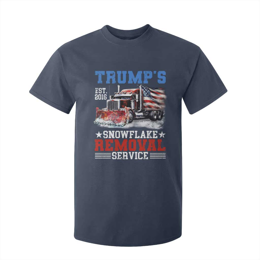 Support Trump T Shirt For Kid Funny Trump's Snowflake Removal Service 2024 US American Flag TS10 Navy Print Your Wear
