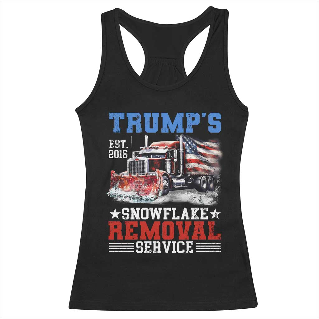 Support Trump Racerback Tank Top Funny Trump's Snowflake Removal Service 2024 US American Flag TS10 Black Print Your Wear