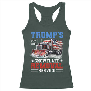 Support Trump Racerback Tank Top Funny Trump's Snowflake Removal Service 2024 US American Flag TS10 Dark Forest Green Print Your Wear