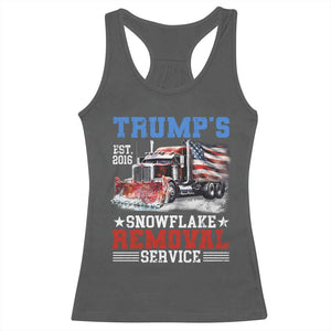 Support Trump Racerback Tank Top Funny Trump's Snowflake Removal Service 2024 US American Flag TS10 Dark Heather Print Your Wear