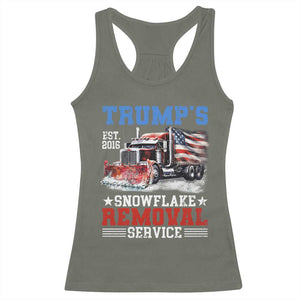 Support Trump Racerback Tank Top Funny Trump's Snowflake Removal Service 2024 US American Flag TS10 Military Green Print Your Wear