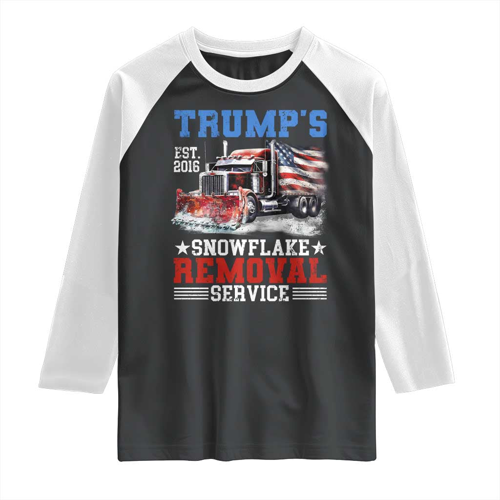 Support Trump Raglan Shirt Funny Trump's Snowflake Removal Service 2024 US American Flag TS10 Black White Print Your Wear