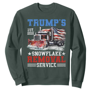 Support Trump Sweatshirt Funny Trump's Snowflake Removal Service 2024 US American Flag TS10 Dark Forest Green Print Your Wear