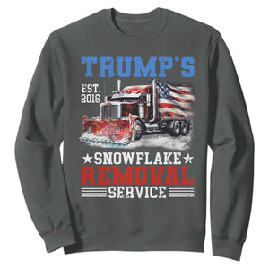 Support Trump Sweatshirt Funny Trump's Snowflake Removal Service 2024 US American Flag TS10 Dark Heather Print Your Wear