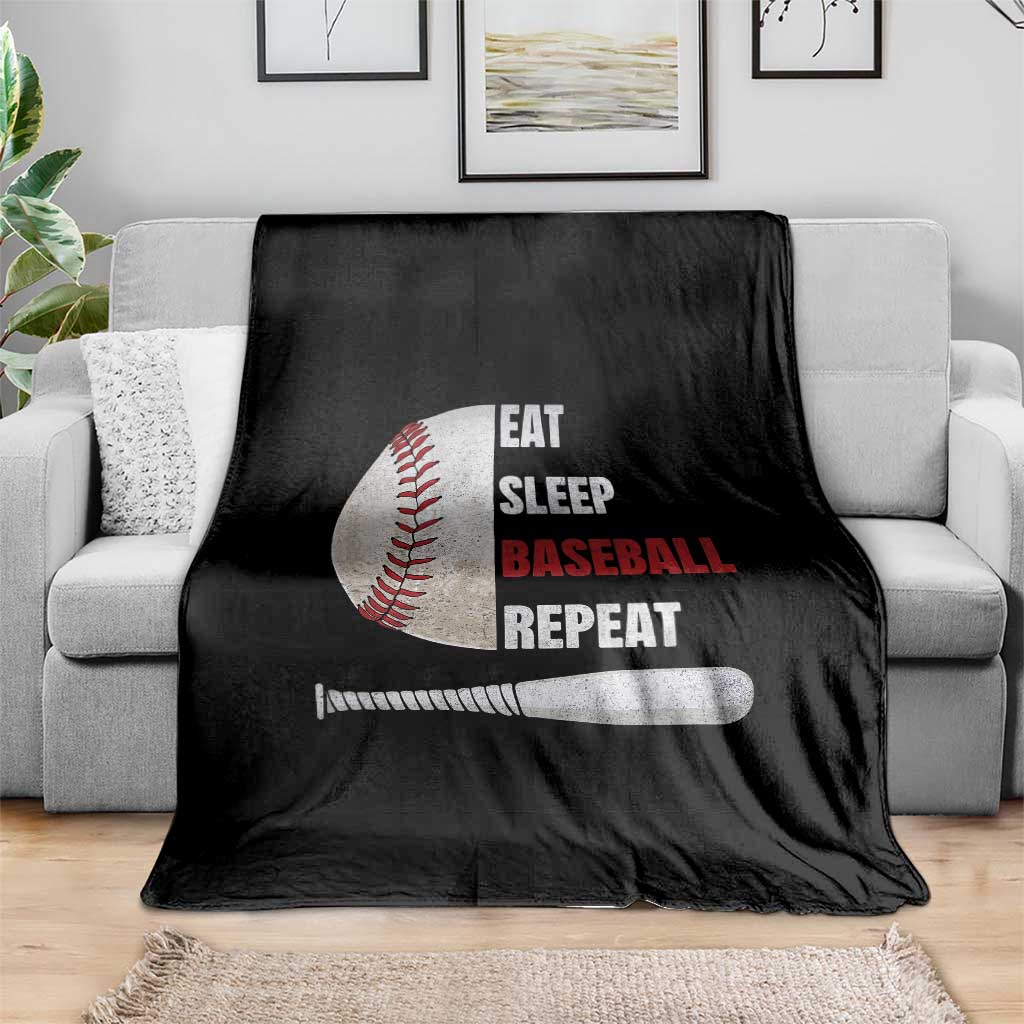 Baseball Player Throw Blanket Retro Funny Eat Sleep Baseball Repeat TS10 Print Your Wear
