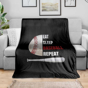 Baseball Player Throw Blanket Retro Funny Eat Sleep Baseball Repeat TS10 Print Your Wear