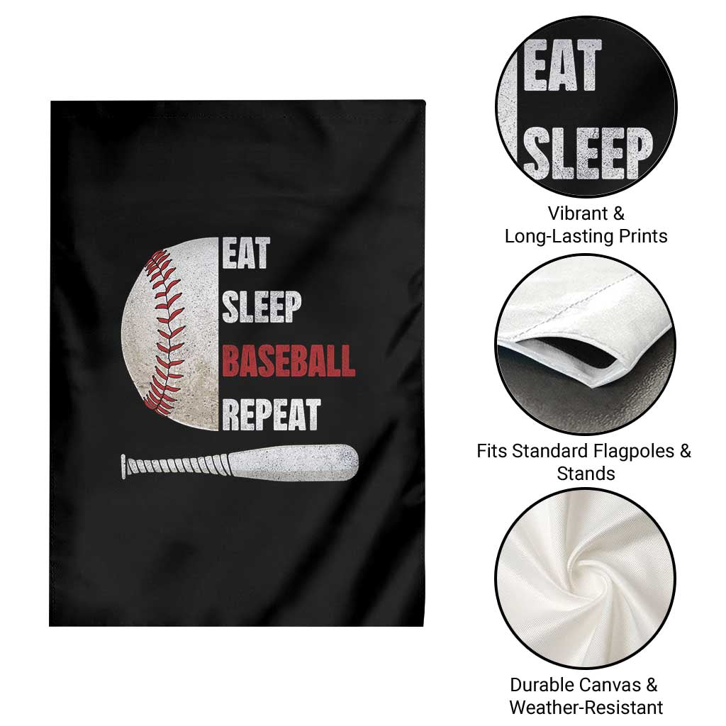 Baseball Player Garden Flag Retro Funny Eat Sleep Baseball Repeat TS10 Print Your Wear