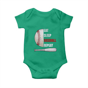 Baseball Player Baby Onesie Retro Funny Eat Sleep Baseball Repeat TS10 Irish Green Print Your Wear