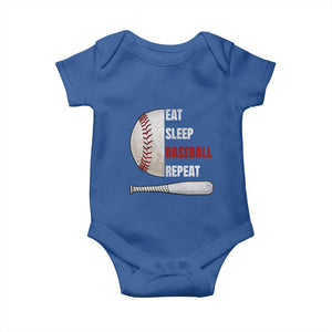 Baseball Player Baby Onesie Retro Funny Eat Sleep Baseball Repeat TS10 Royal Blue Print Your Wear