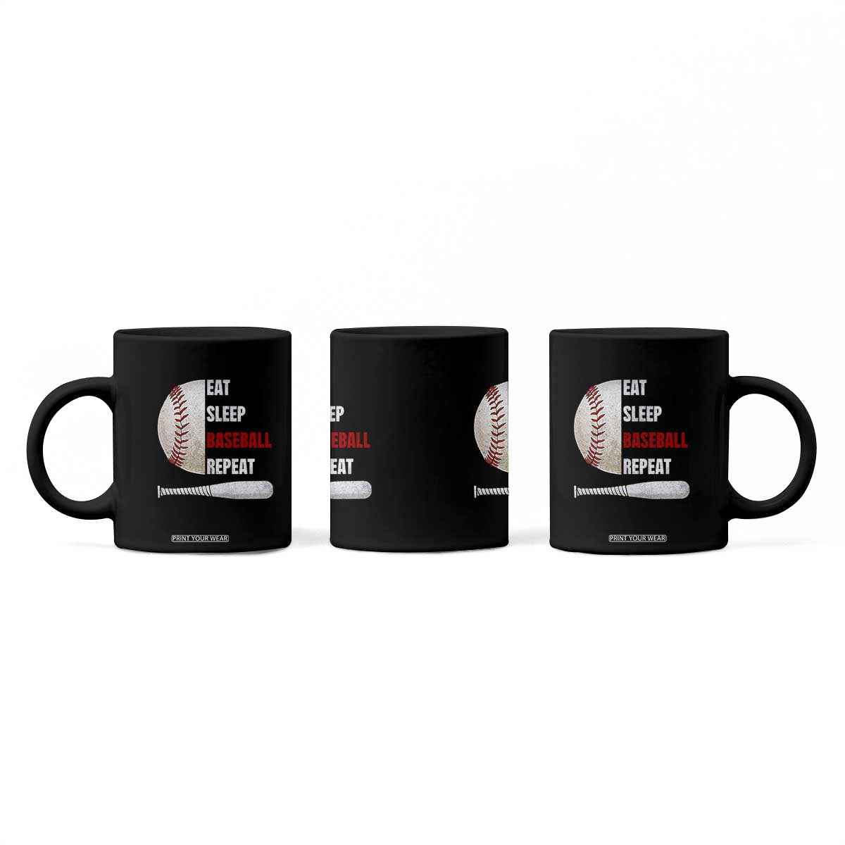 Baseball Player Coffee Mug Retro Funny Eat Sleep Baseball Repeat TS10 Print Your Wear