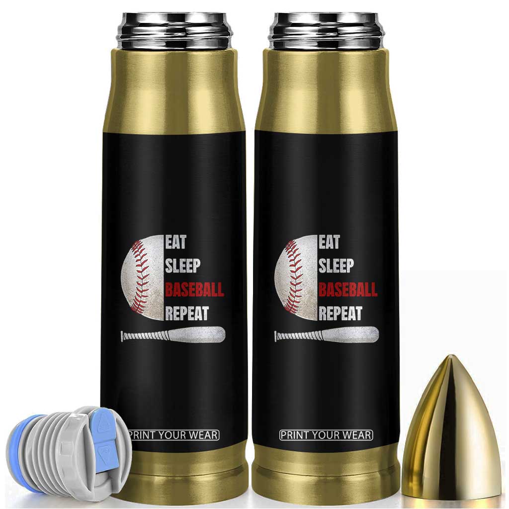Baseball Player Bullet Tumbler Retro Funny Eat Sleep Baseball Repeat TS10 Black Print Your Wear
