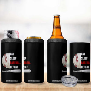 Baseball Player 4 in 1 Can Cooler Tumbler Retro Funny Eat Sleep Baseball Repeat TS10 Print Your Wear